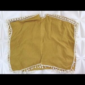 Do Everything in Love Anthropologie Women Mustard Crochet Fringe Kimono Cardigan